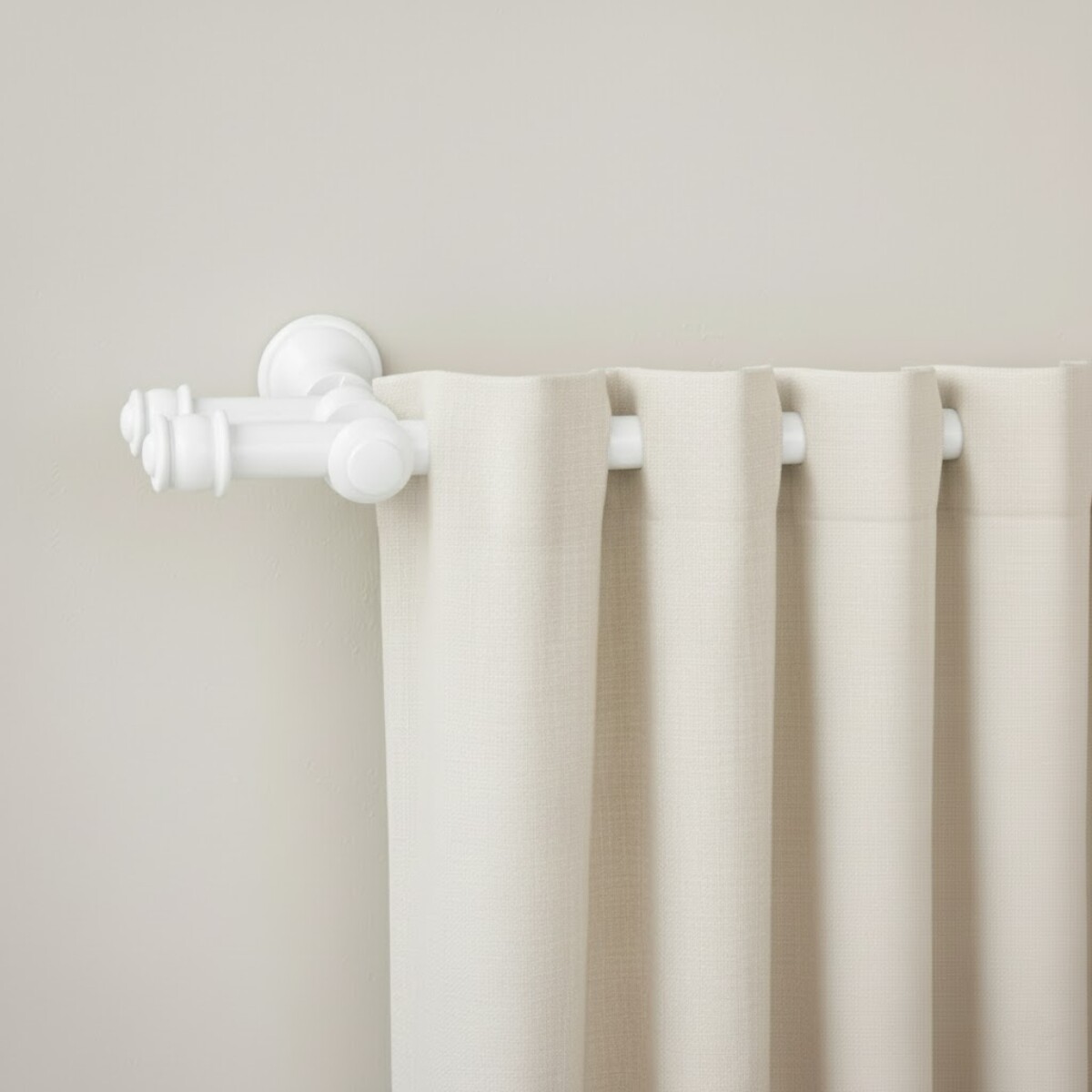 Barrote cortina doble de metal 2 m + 2 Soportes - BLANCO 