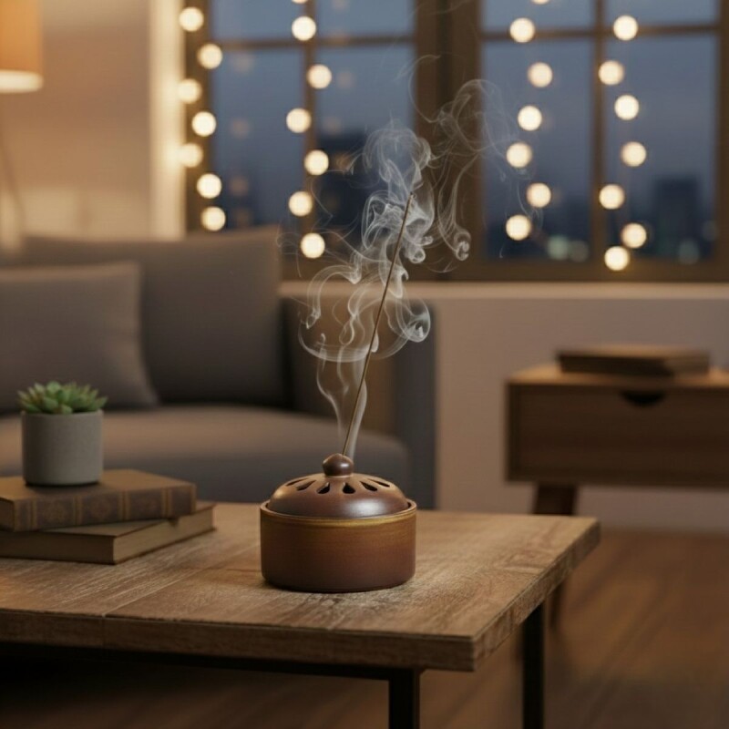 QUEMADOR P/INCIENSO CERAMICA MARRON 10X7.5CM Unica