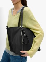 Bolso Shopper De Nylon Con Colgante negro