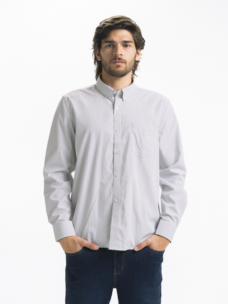 Camisa Cuadros Clasica C/Bolsillo Milan - Negro/Fantasia 8 