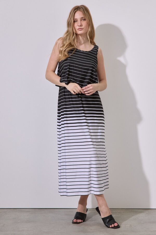 Vestido Maxi Print NEGRO/BLANCO