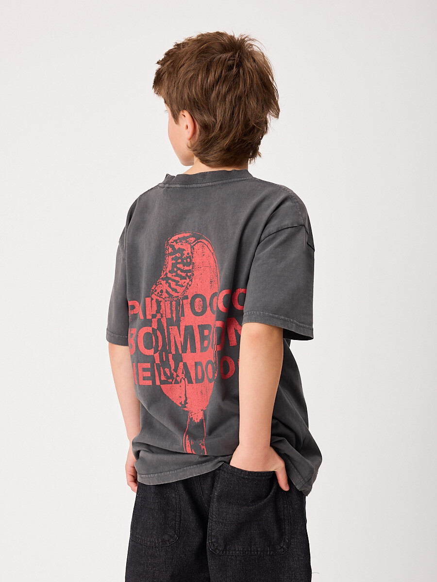 T-SHIRT M/C PALITO TEEN DIXIE Gris Oscuro
