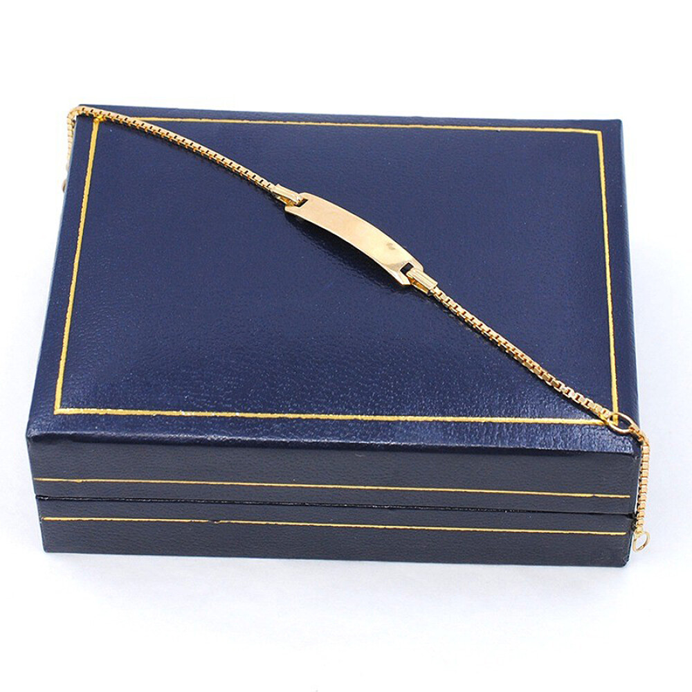 Pulsera En Oro 18K Con Placa De Identidad Pulsera En Oro 18K Con Placa De Identidad