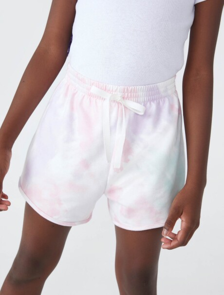 SHORT DE NIÑA ESTAMPADO CON ELASTICO BEIGE