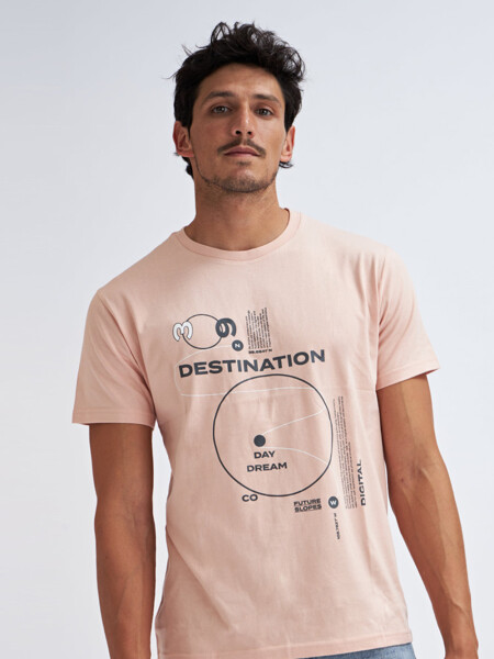 Camiseta manga corta estampada Rosa