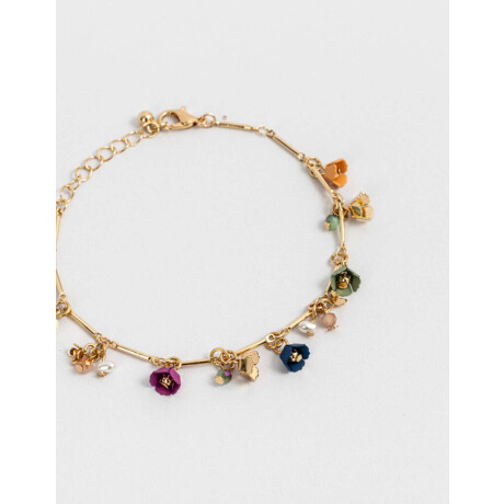 Pulsera Con Flores Dorado