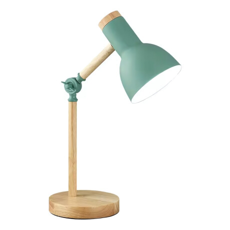 Pack X2 Lampara Escritorio Portatil Nordica Madera Y Metal Verde