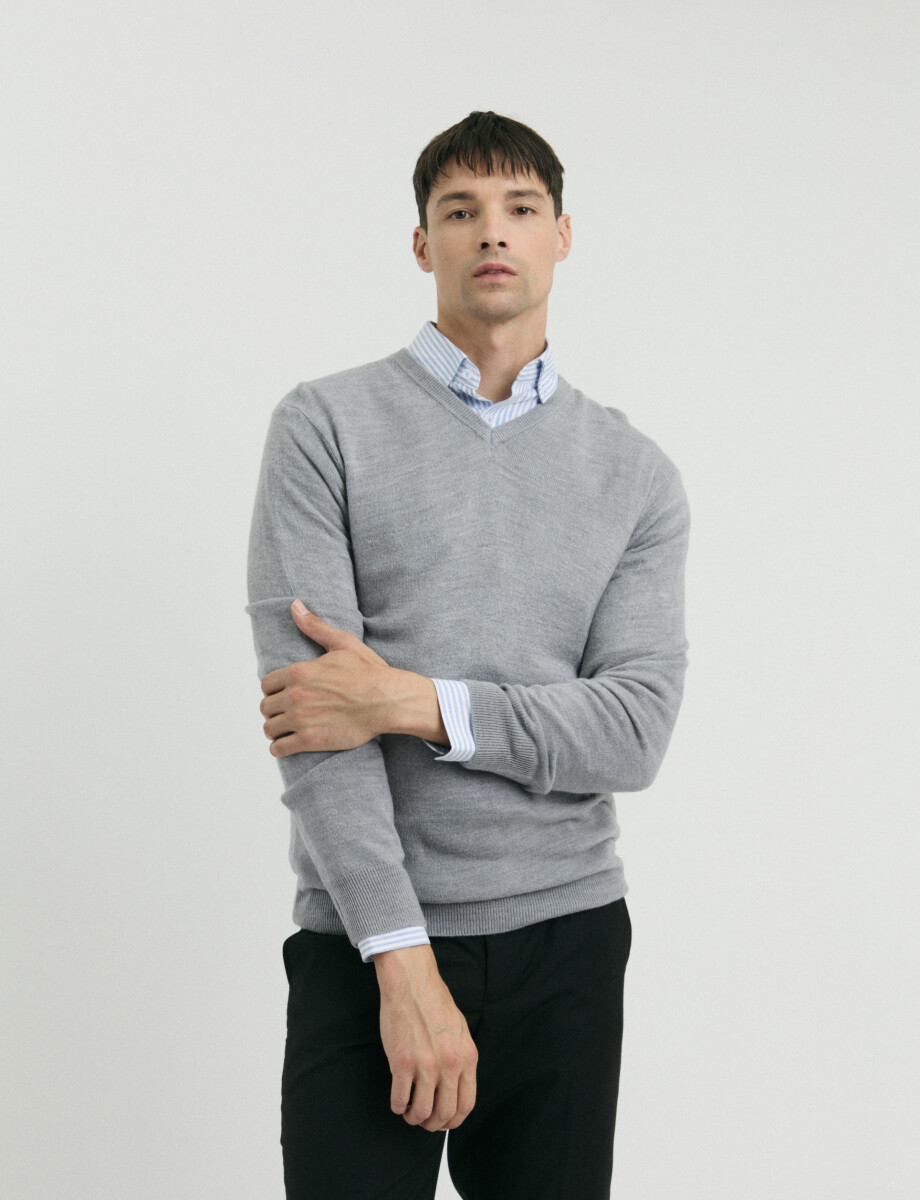 470313 SWEATER V HARRINGTON URBAN Gris Medio Melange