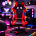 Silla Gamer Con Luces Led Rgb Ergonómica Y Reclinable 120kg ROJO