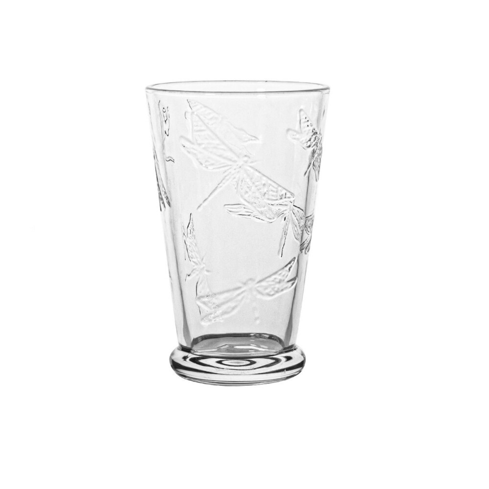 Vaso Largo de Vidrio Labrado Libélula 410 ml Incoloro VASO LARGO VIDRIO LABRADO 410ML INCOLORO LIBELULA