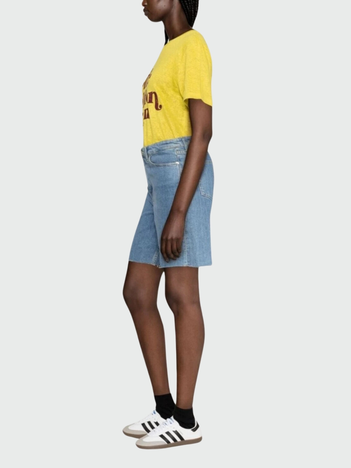 Golden Goose-Remera de lino estampada, Golden Goose Amarillo