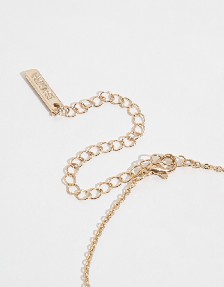 Cadena Corta con Dije Strass Collar Con Dije De Estrella Con Cubic Zirconia - Dorado