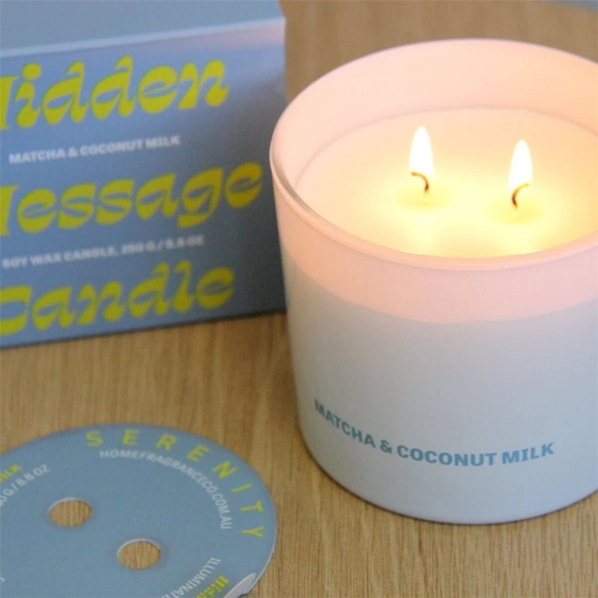 Vela Aromatica 250g Mensaje Oculto - Matcha Coconut Milk 