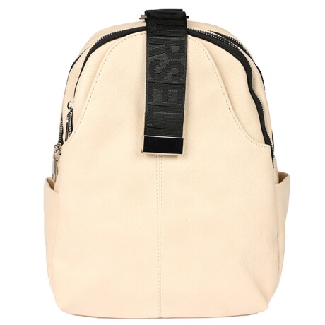 Mochila con Doble Compartimiento y Bolsillo Frontal Canva Crudo