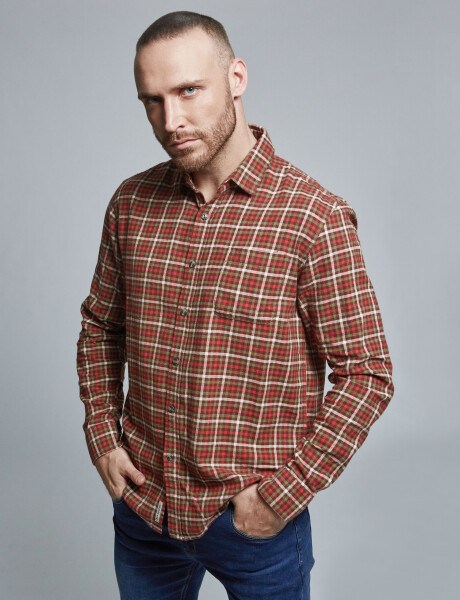 Camisa franela cuadros tostado