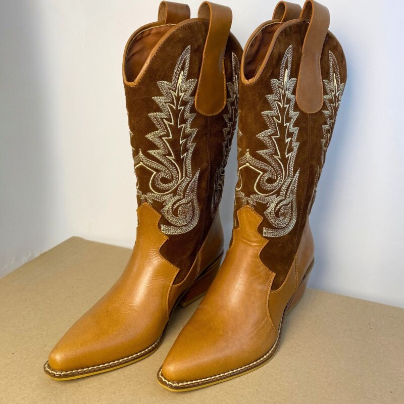 Bota Cuero Tejana Miel/canela