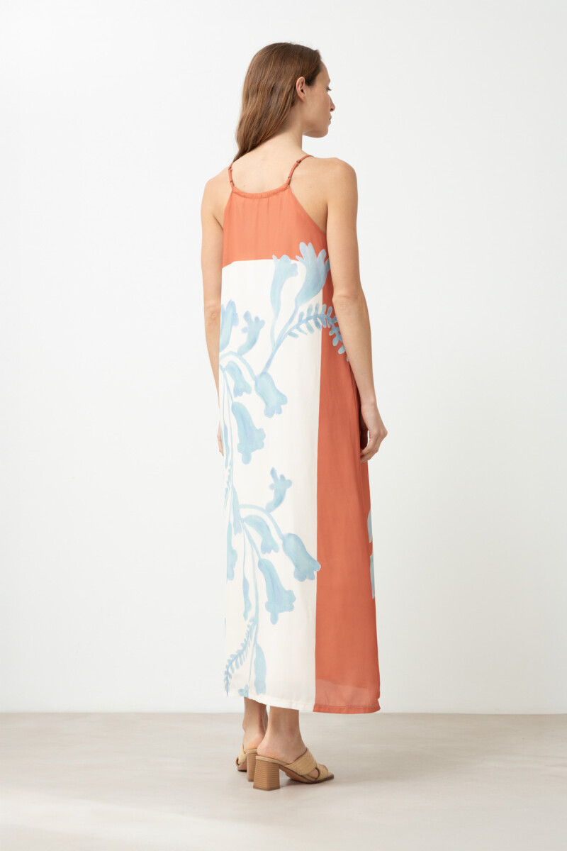 Vestido estampa jacaranda durazno