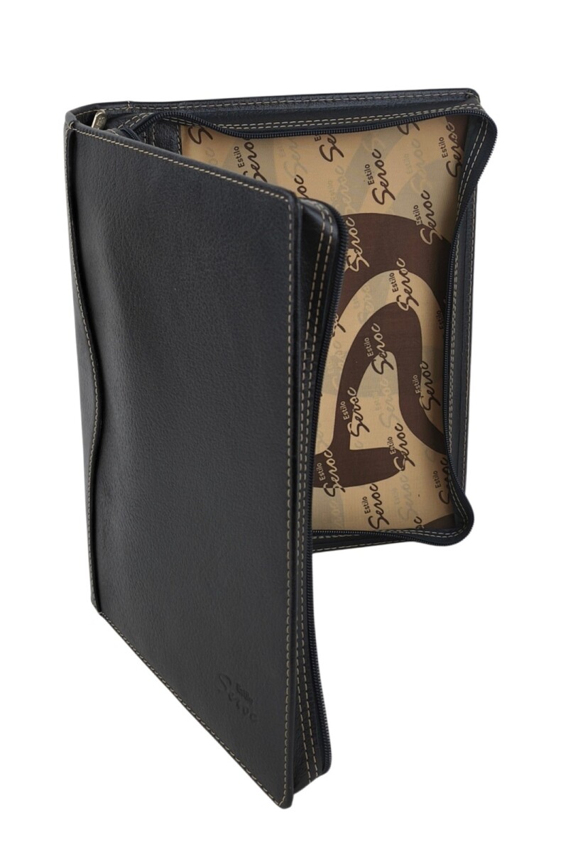 Dosier Mediano Profesional en cuero genuino Negro