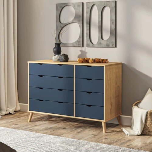 Cómoda 8 Cajones Madera - Linea Dublin Azul