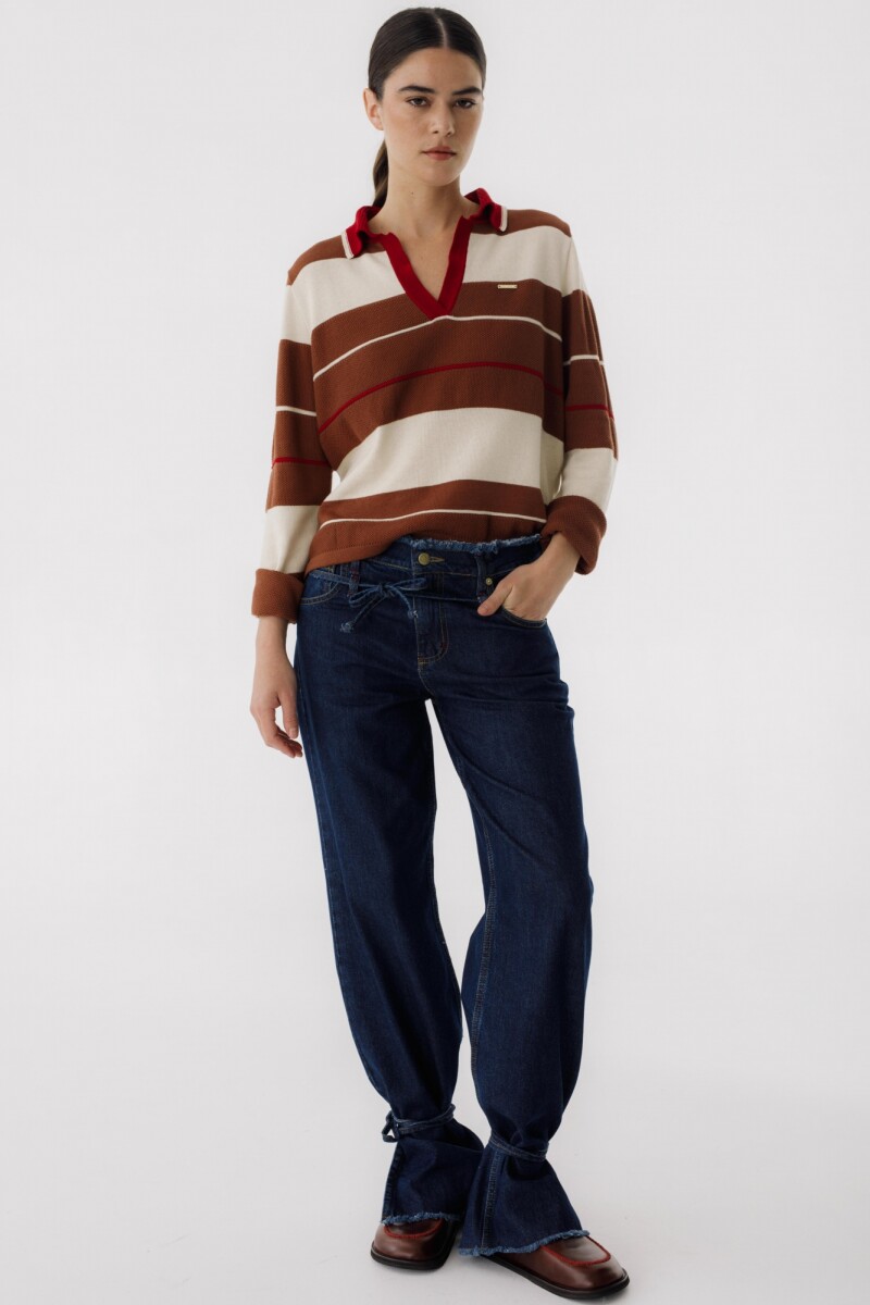 Jean Straight Belt Azul Oscuro