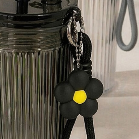 Vaso acrílico con sorbito y colgante flor 750ml Negro