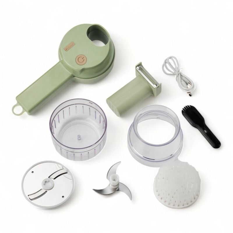 Mandolina Eléctrica Procesadora Verduras 3 En 1 Usb Picador Verde