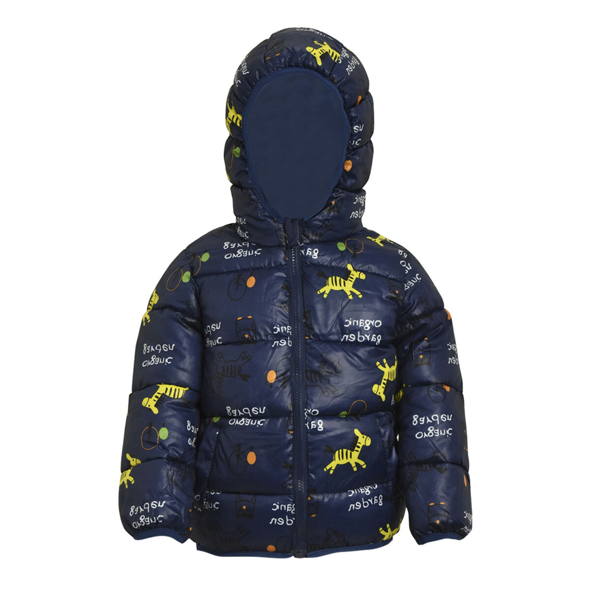 Campera Infantil Acolchonada de Abrigo en Nylon con Capucha - Azul Cebra/búho 