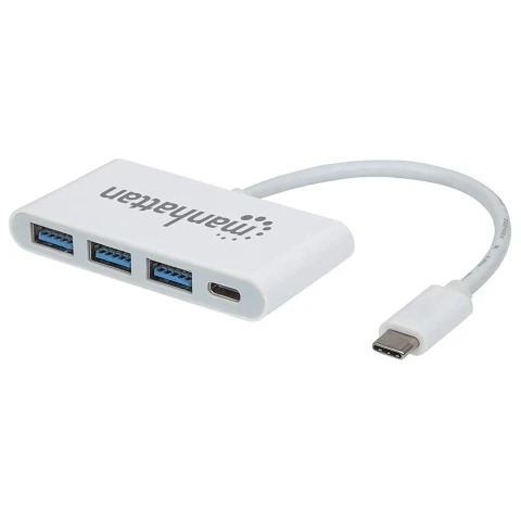 Manhattan HUB USB-C a USB-A x3 White Manhattan HUB USB-C a USB-A x3 White