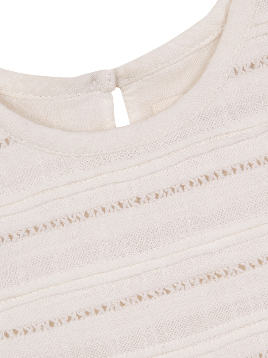 Babero Con Tiras Bordada Blanco Roto