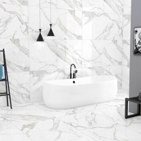 CERAMICA 61X116 STATUARIO PULIDO RECTIFICADO BLANCO