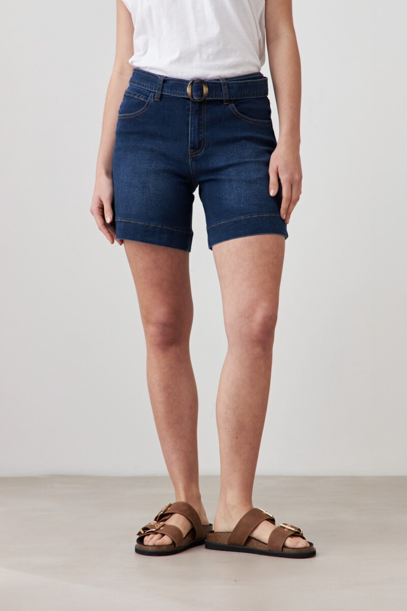 Short de jean con cinto jean medio