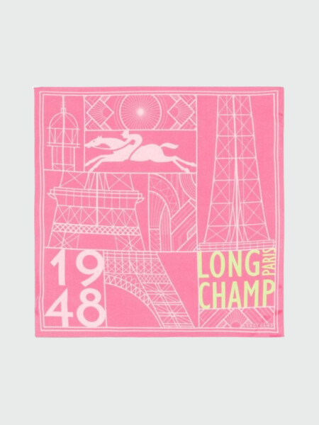 Longchamp - PAÑUELO DE SEDA 50 TORRE EIFFEL 1948 Fucsia