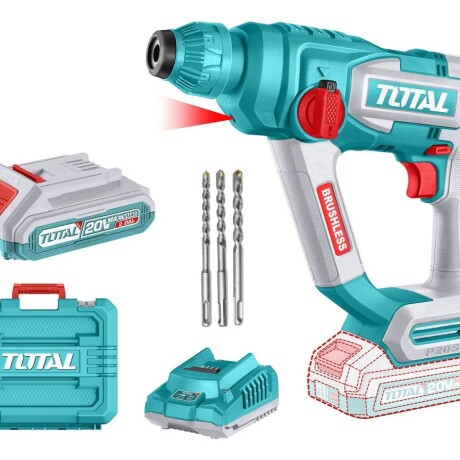 Rotomartillo Inalámbrico Brushless Total 20V SDS Plus con Batería y Maletín Rotomartillo Inalámbrico Brushless Total 20V SDS Plus con Batería y Maletín