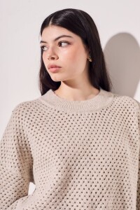 Sweater Texturado Lurex Beige Melange