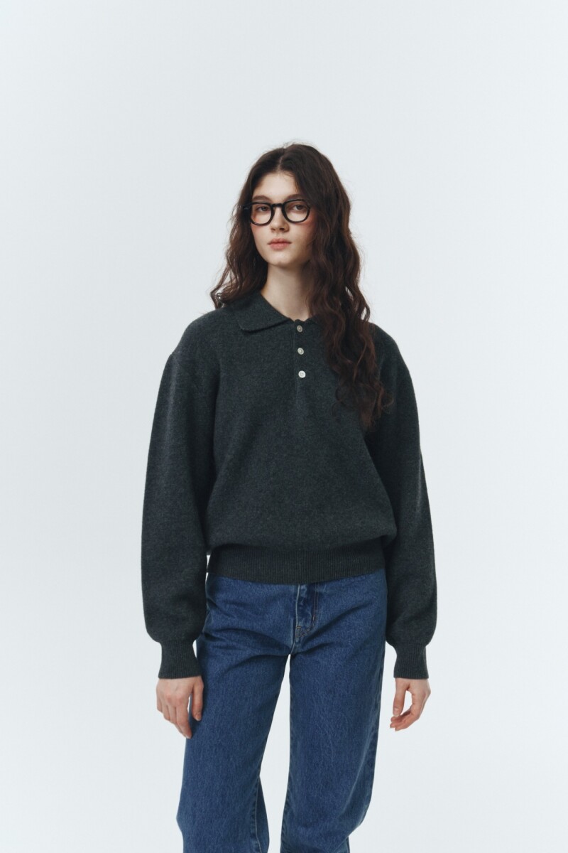 SWEATER POLO Gris