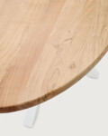 Mesa ovalada Argo de madera maciza de acacia y patas de acero con acabado blanco Mesa ovalada Argo de madera maciza de acacia y patas de acero con acabado blanco