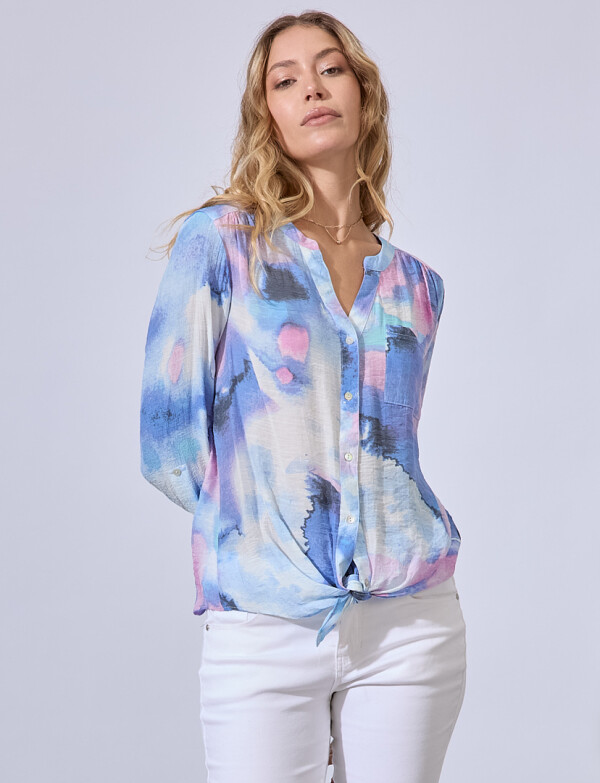 Blusa Gasa Shibori AZUL/MULTI