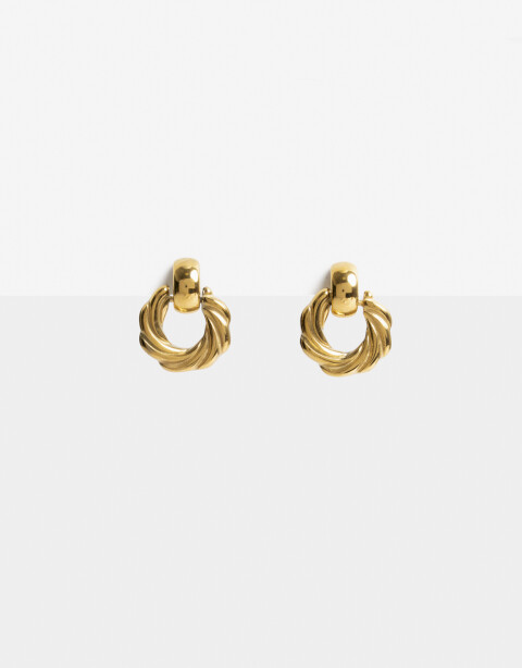 Aros Colgantes Cortos Metal Aros Cortos Acero - Dorado