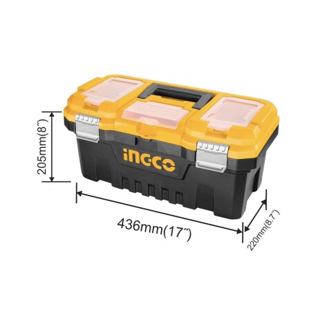 Caja de herramientas Ingco 17" cierre con broche de metal Negro