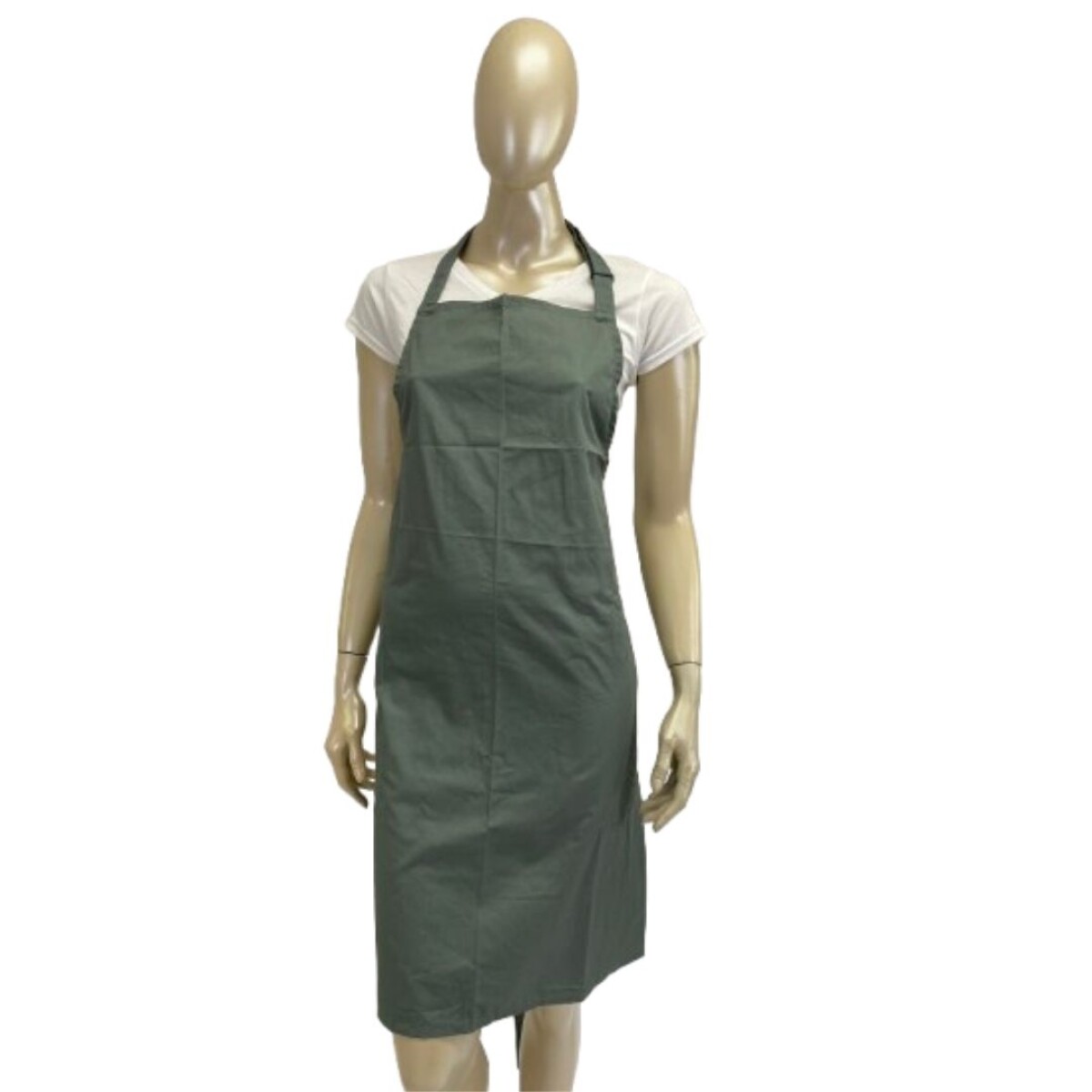 Delantal básico con peto y ajustes - Verde oliva 