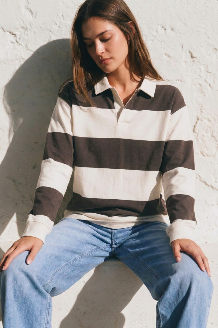 Sweater Polo Algodon Marron