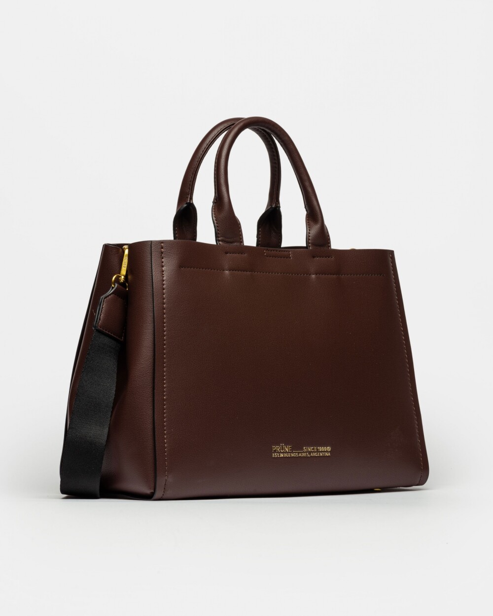Cartera de Mano Anette Grande en Efecto Cuero Liso Marron