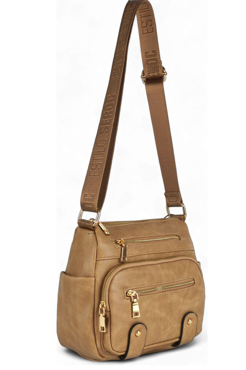 Bandolera varios cierres Beige