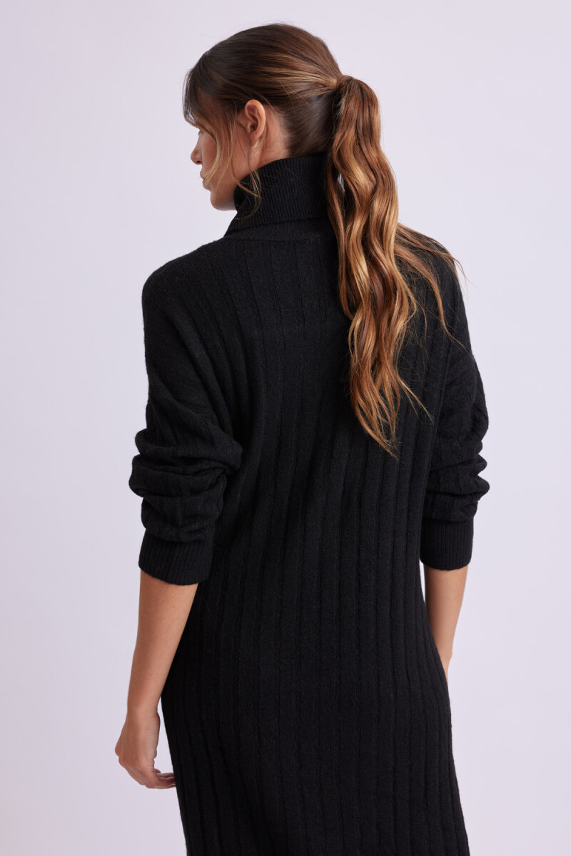 Vestido punto canalé Negro