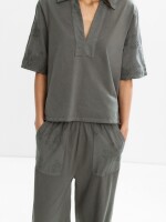 Blusa Con Bordados 100% De Algodón caqui