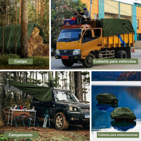 Lona Toldo Impermeable Uv Carpa 4x4mt+4 Cuerda 5mt Verde