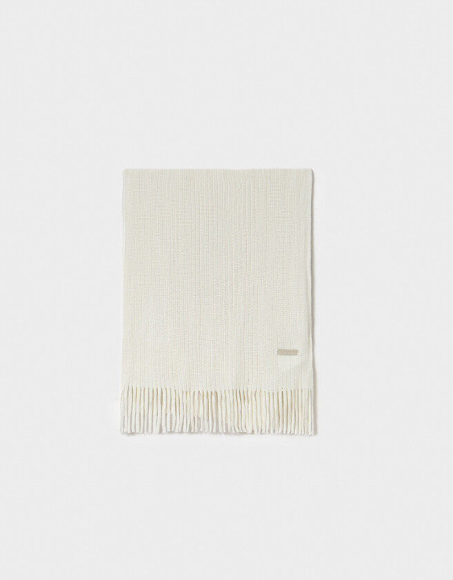 Bufandas Clasico Bufanda Con Flecos - Blanco Crudo
