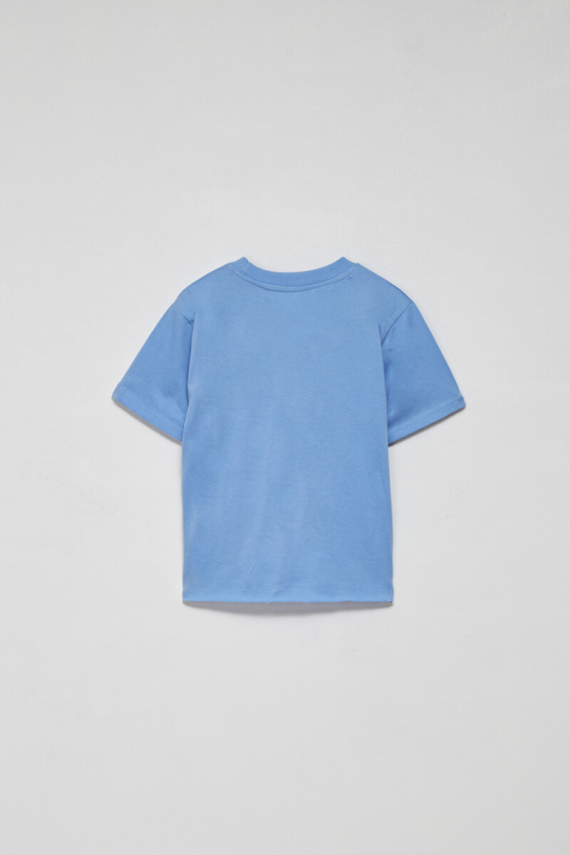 Remera manga corta con bolsillo Celeste