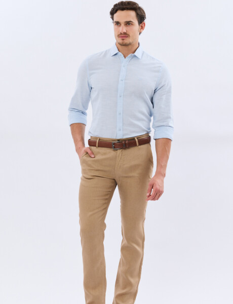 PANTALON DE LINO CLÁSICO Tostado