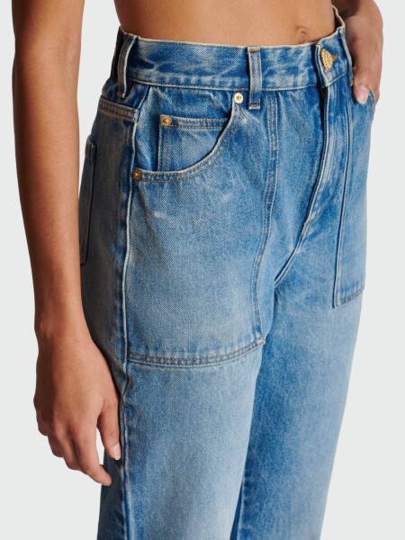 Balmain - Jeans acampanados de cintura alta Azul